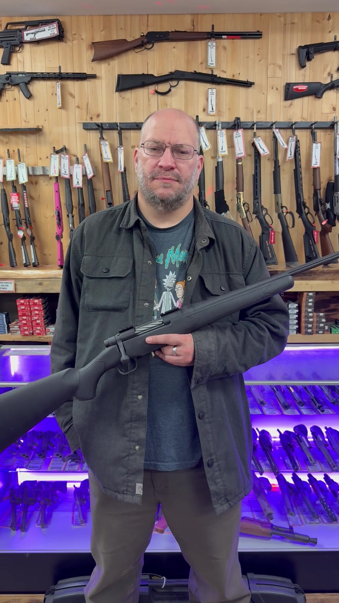Mike Early of Troy with his Mossberg 7mm-08, Booze 'N Bait September gun giveaway winner